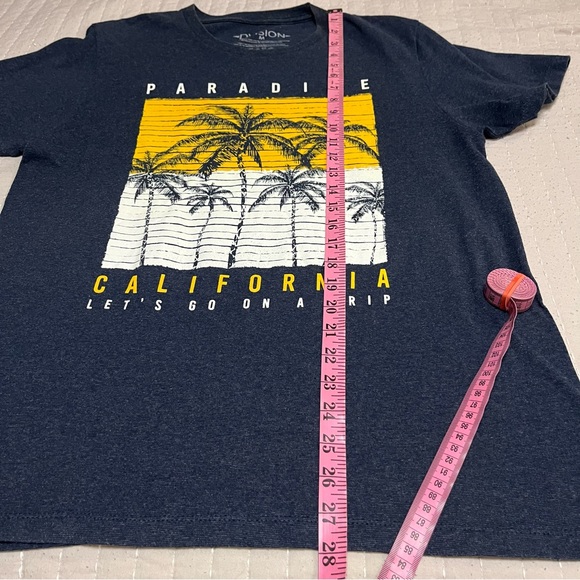 Dvision Men’s T shirt Paradise Palm Tree California Blue Yellow White Medium - Picture 4 of 6